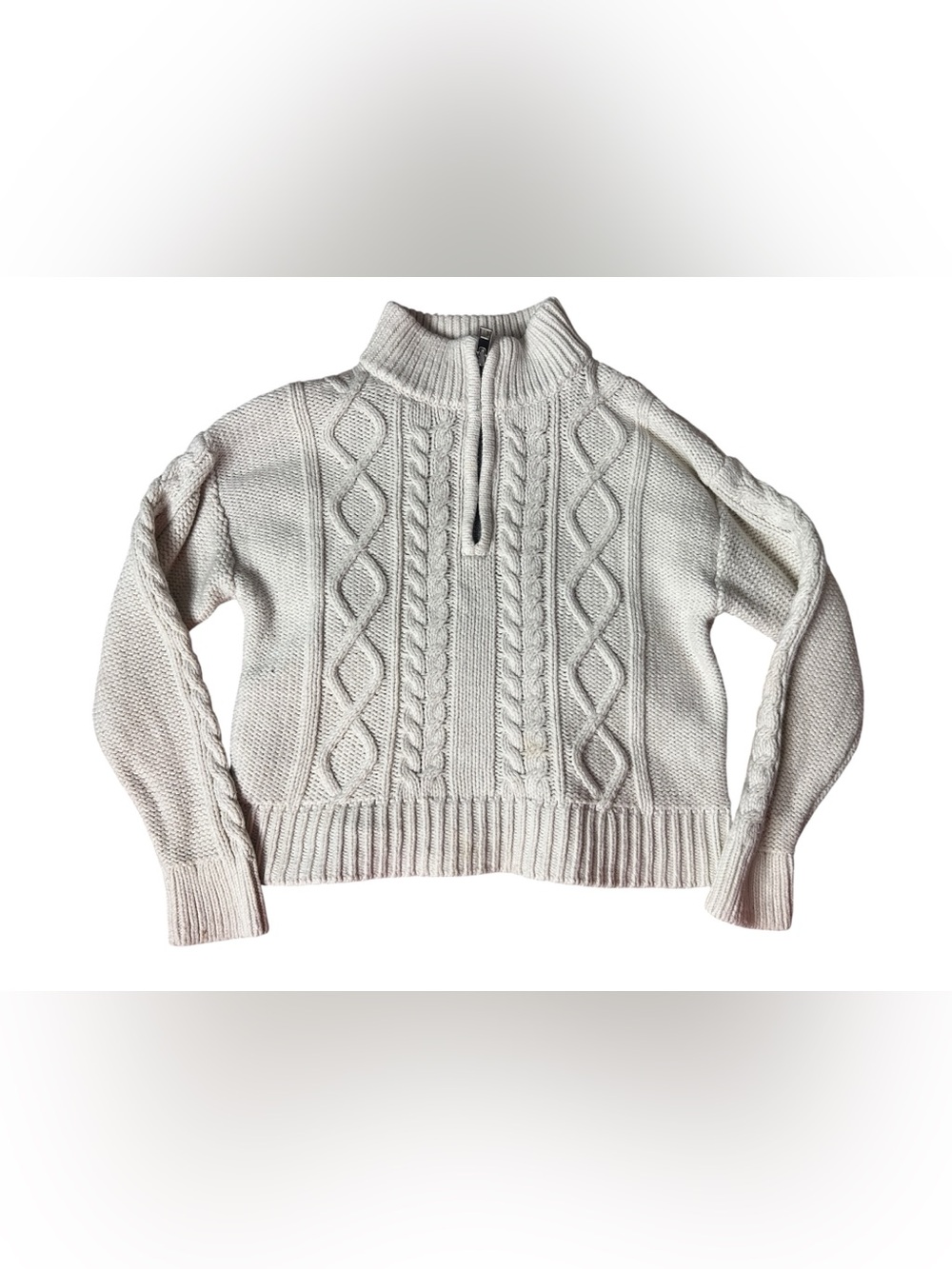 Gap Kids Cream Cable Knit Sweater 1/4 Zip Small 6-7 Boys Classic Preppy Holiday